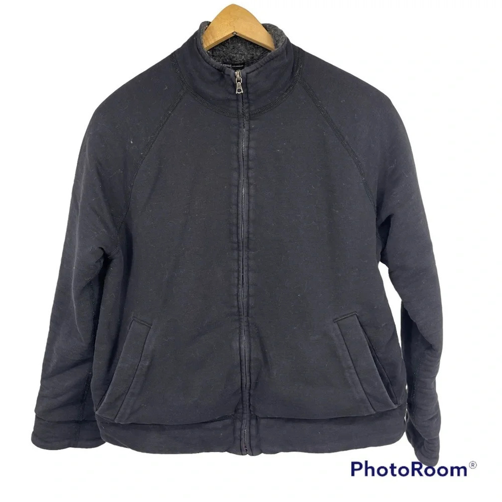 James Perse Wool Fleece Lined Zip Front Sweatshirt Jacket 2 Med